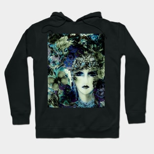 ART DECO COLLAGE FLAPPER , POSTER PRINT BLUE Hoodie